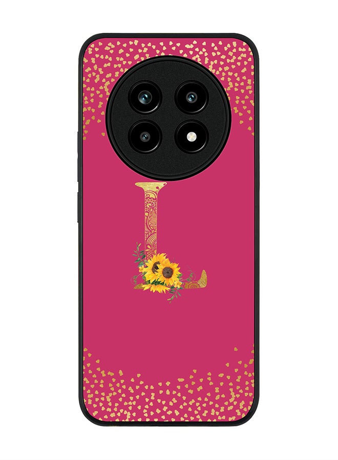 For Realme 13 Pro / 13 Pro+ Case,Slim fit Camera Protection, Shockproof Thin Phone cover  - Custom Floral Monogram - L ( Deep Pink )